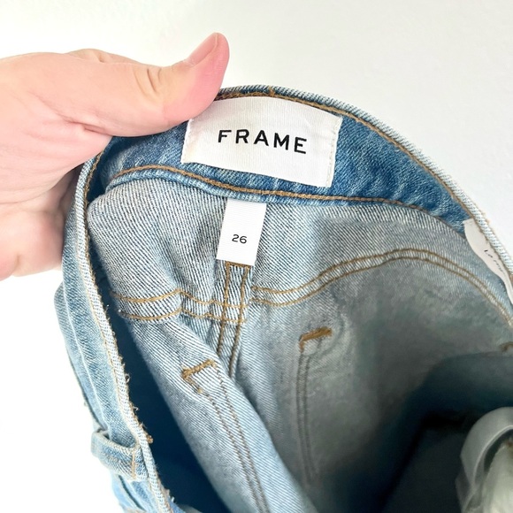 Frame Denim Le High Flare Diagonal Block Cuff Kingsley Wash Jeans Size 26 - Picture 7 of 13